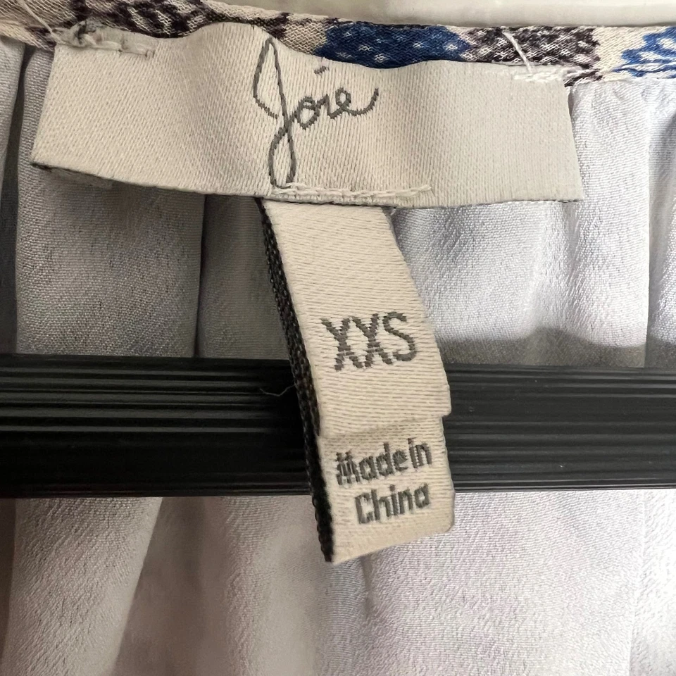 Mini Vestido Joie Azul Ariella Estampado Floral Seda Cuello en V Cintura Calada XXS Foto 4 de 4