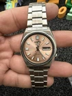 Seiko 5 Men's Automatic Wristwatch Vintage 7009 Japan Day Date Sunburst Dial🧡