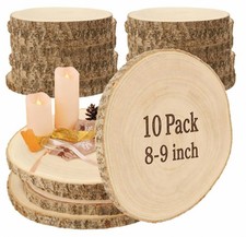 10 Pcs Large Unfinished Wood Slices for Centerpieces, 8-9 Inches Wood Rounds ...