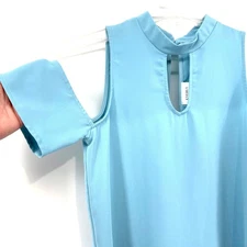 Everly Women Blue Cold Shoulder Mock Neck Keyhole Sleeveless Mini Dress Size S