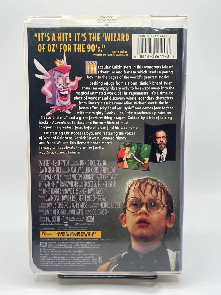 The Pagemaster (VHS, 1995) Clamshell - Macaulay Culkin - Christopher Lloyd Foto 2 de 4