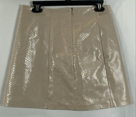 Babaton Saturn Tan Snakeskin Vegan Leather A-Line Mini Skirt Women's Size 8