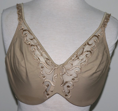 Lilyette Bra Underwire Minimizer Embroidered Lace Bra Beige 427 Size 38DD