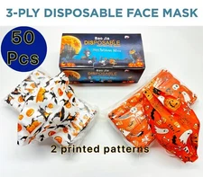 50PCS Disposable Face Mask  Halloween 3 Ply Ear-Loop Mouth Cover USA seller