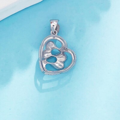 PT950 Pure Platinum 950 Women Lucky Hollow Heart Charm Pendant 2.15-2.3g