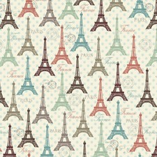 BTY Spring In Paris Capital France Eiffel Tower Cotton Fabric By The Yard 30094