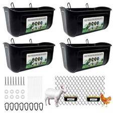 4 Pack Hanging Chicken Feeder with Clips, Fence Feed Trough for Goat Sheep Duck