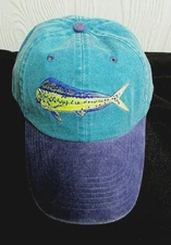 DORADO Sport Cap MAHI Embroidered DOLPHIN Fish TEAL BLUE Fishing Hat Adj AG13