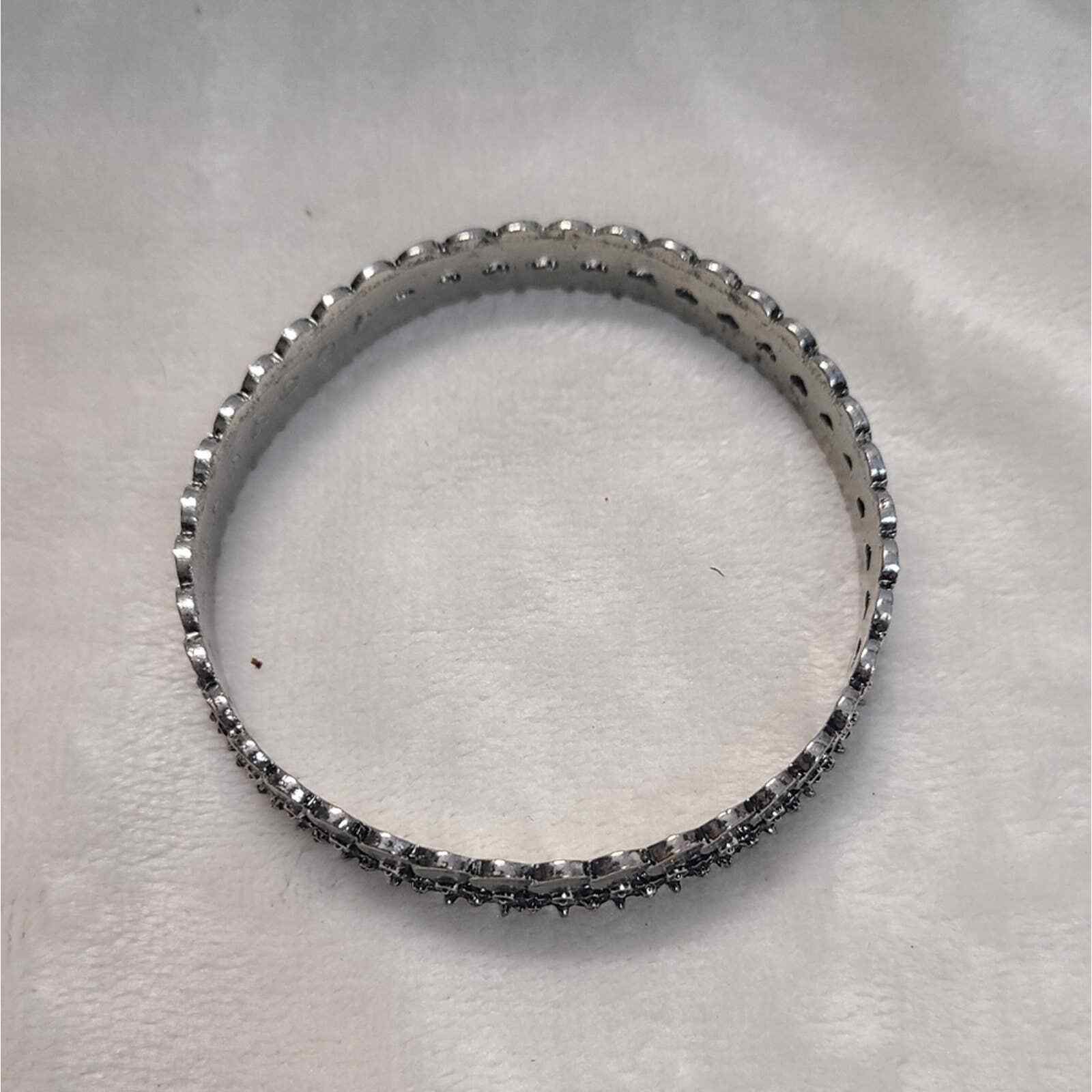 Silver Tone Thin Bangle Bracelet - image 2