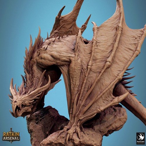 Miniatura Grimdark Cripta Cieca Wyrm Riscala Wargaming 130mm Base - 30% Pi&ugrave; Grande