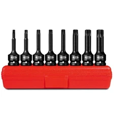 8-Pcs 1/2" Drive Impact Torx Bit Socket Set，T30-T70，Impact Star Bit Socket Set