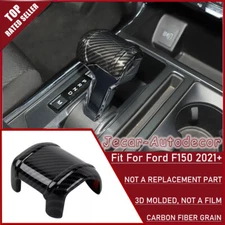 Carbon Fiber Console Gear Shifter Knob Head Cover Trim Decor For Ford F150 2021+