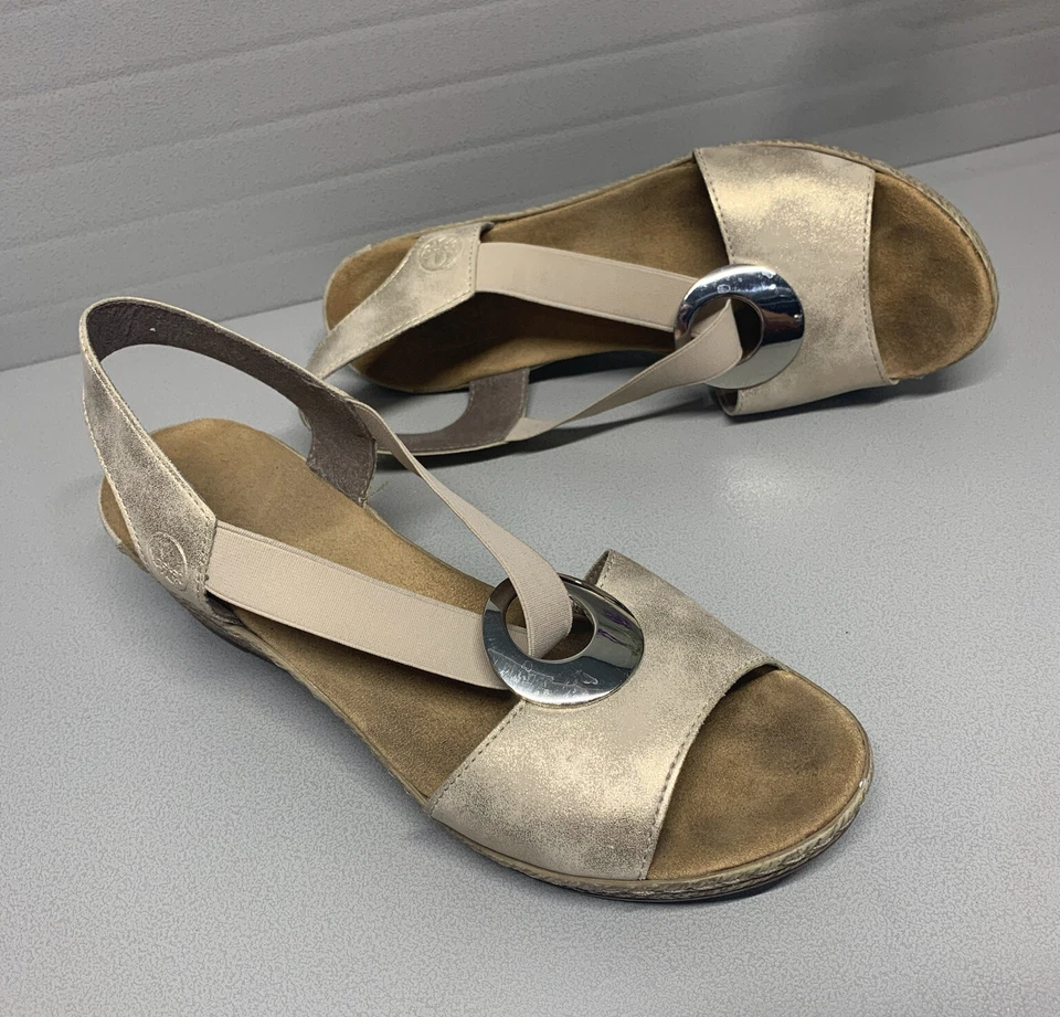 Women’s Reiker FANNI H6 Metallic gold-Size 39/ US 8 Wedge Shoes-Orig. Price-$110 - Image 2 of 4