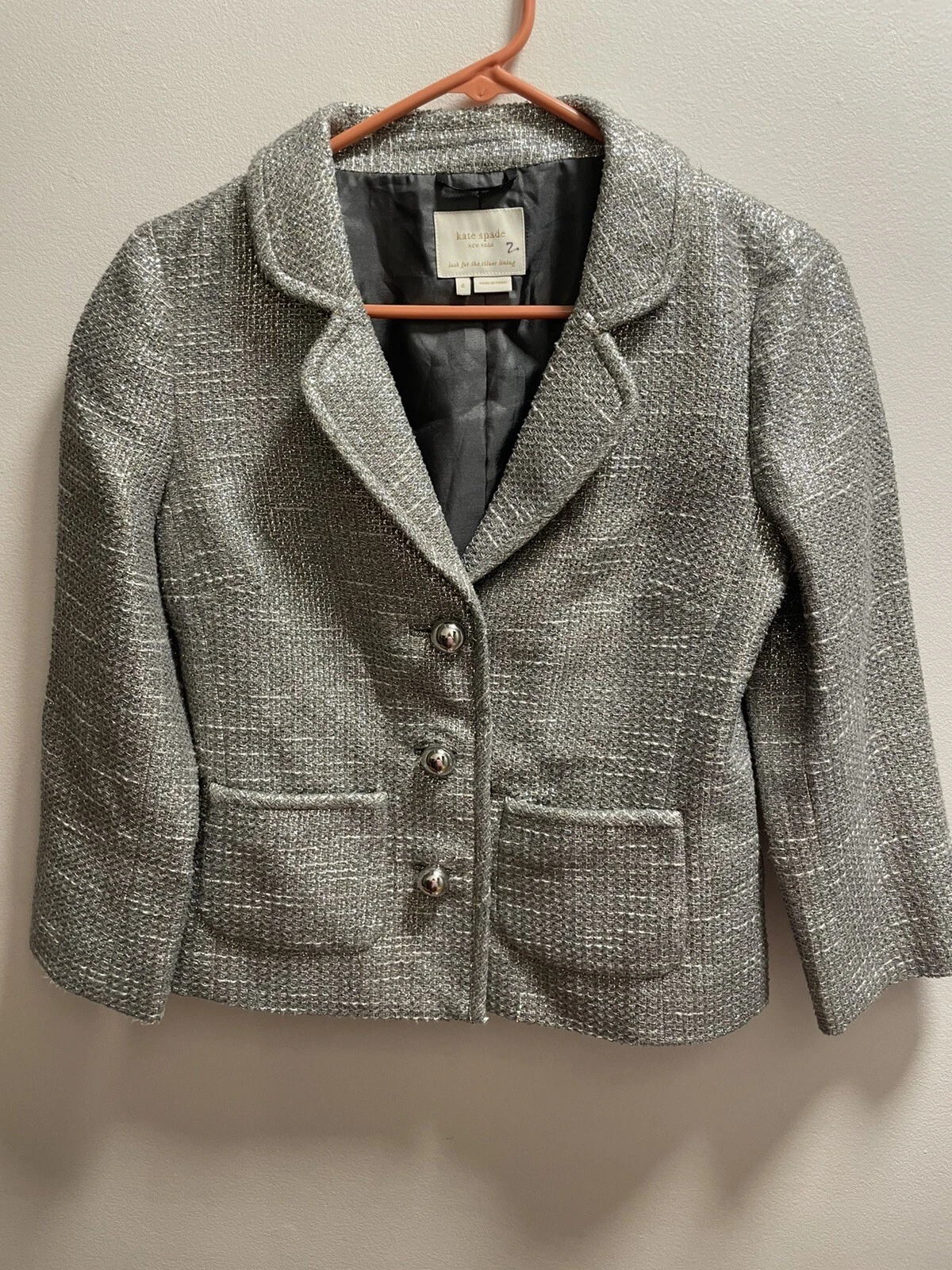 Giacca Kate Spade NY Clarissa Fili semplicemente cinema medio grigio e argento