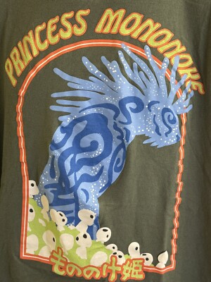 Rare Ghibli Princess Mononoke T-shirt 100% Cotton Unisex Size XL