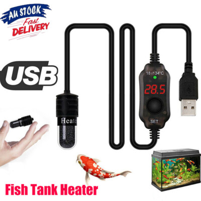 USB Mini Aquarium Fish Tank Heater Thermostat Submersible Heater LED  Heating Rod Australia