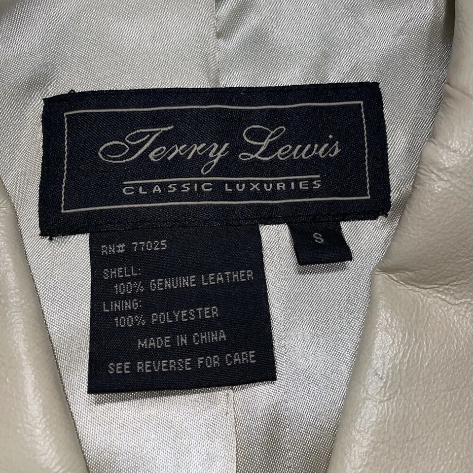 * Terry Lewis Small Women Jacket White Jacket Coat  Pockets Leather Retro Party - Image 3 of 4