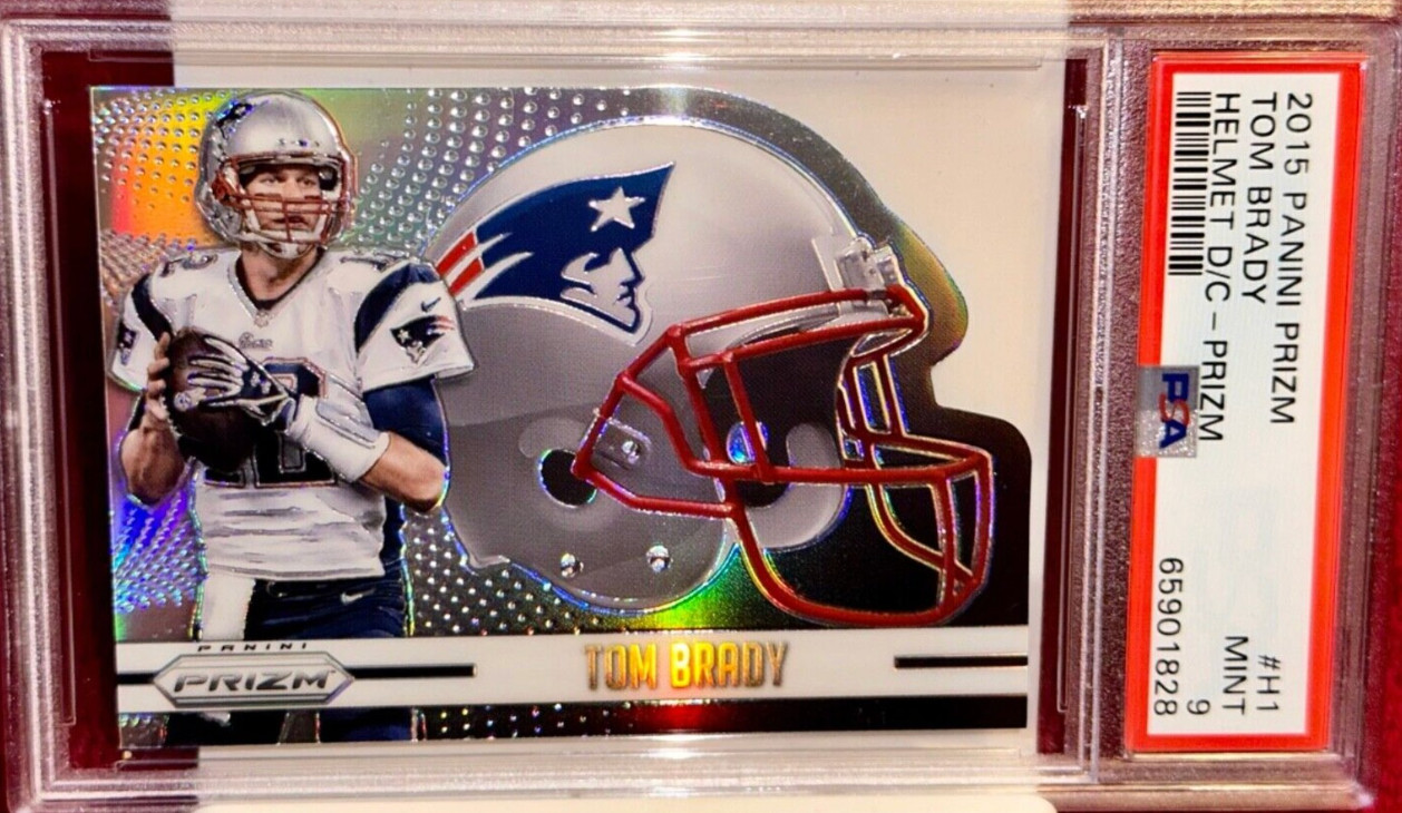 *RARE* HELMET DIE-CUT SILVER Tom Brady 2015 Panini Prizm PSA 9 Patriots LOW POP!