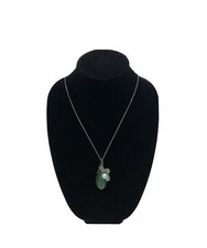 Silver Tone Necklace with Green Stone Pendant