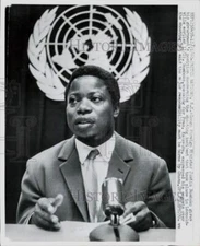 1960 Press Photo Congo Foreign Minister Justin Bomboko speaks at United Nations.