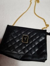 Pre-owned Younique Black Quilted Purse Cosmetic Bag Clutch or Shoulder Strap