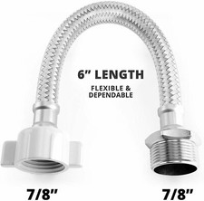 7/8 Male To 7/8 Female 6 Inches Bidet Toilet Supply Hose Extension Connector