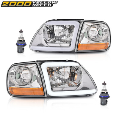 Fit For 97-04 F150 Expedition Chrome Clear LED Headlights &Corner