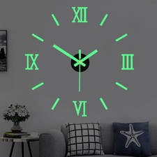 40CM Mirror Luminous Wall Clocks Glow In The Dark Silent Clock Home Decor Wall