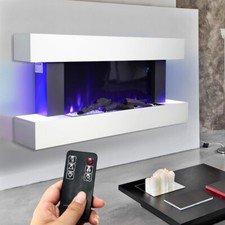 Image of 52'' Wall Mounted Electric Fireplace Log Effect 7 LED Fire Surround with Remote
