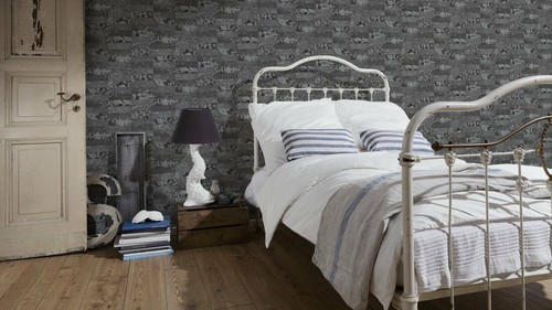 A.S. Carta da parati tessuto non tessuto Création Saffiano 34062-3 nero argento piastrelle metallizzate - Foto 3 di 3