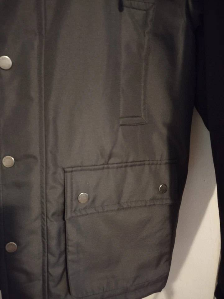 NWT Haggar Men's Black Hooded Full-Zip Down Parka Coat Jacket Size L MSRP $195 - Image 4 of 4