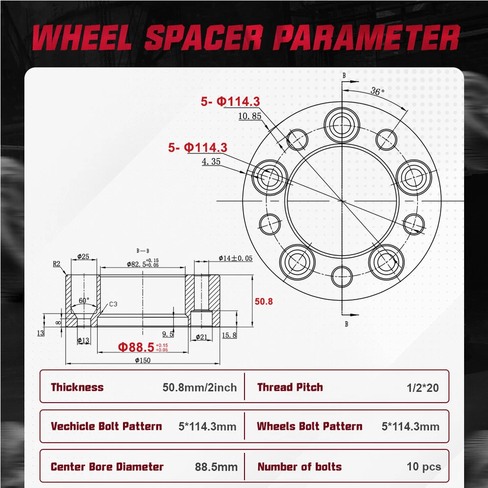 4x 2 Inch 5x4.5 to 5x4.5 Wheel Spacers For Jeep Wrangler Grand Cherokee Liberty Foto 2 de 4
