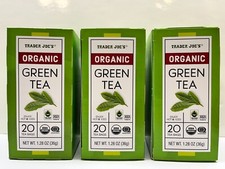 3 Packs Trader Joe's s Organic Green Tea Total 60 tea Bags NEW PACKAGING