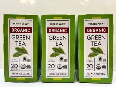 3 Packs Trader Joe's s Organic Green Tea (Total 60 tea Bags) NEW PACKAGING