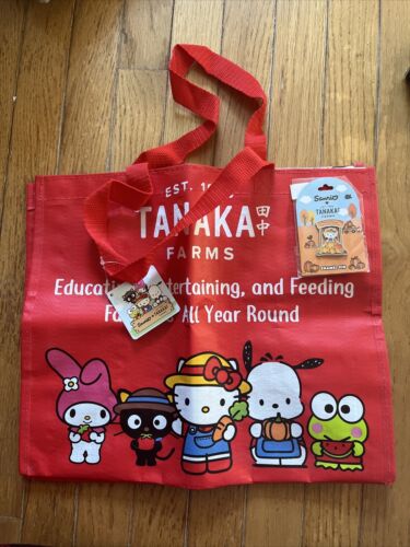 NEW  NWT Hello Kitty Sanrio Tanaka Farms Pumpkin Patch Pin Reusable Bag RARE - Picture 1 of 8