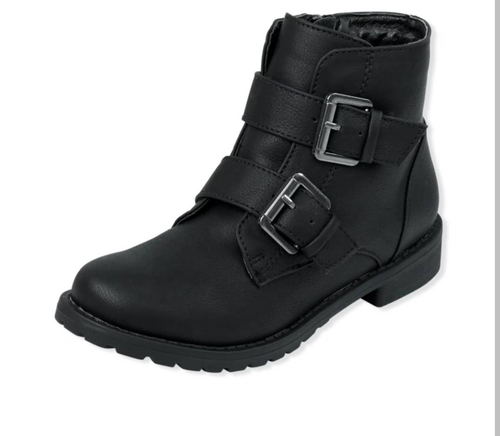 The Children’s Place Double Buckle Black Ankle Boots Girls 3 NEW NWOT - Picture 6 of 9