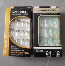 2 x Royal Glue On Nail Sets Bundles - Wild, Blue Sparkle