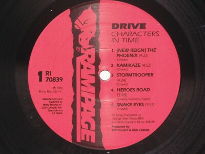 Characters In Time／DRIVE (LPレコード盤) DRIVE Characters In Time LP VG+ 1988 Rampage R1 70839 Metal Vinyl