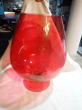 Vintage Cranberry colored Glass Large Footed Brandy Snifter  11.25" tall x 8" wi