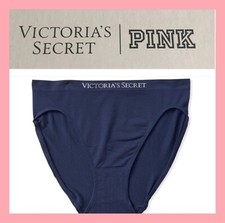 NEW Victoria s Secret Logo Waist Seamless Hi Cut Brief Panty Size S Dark Navy