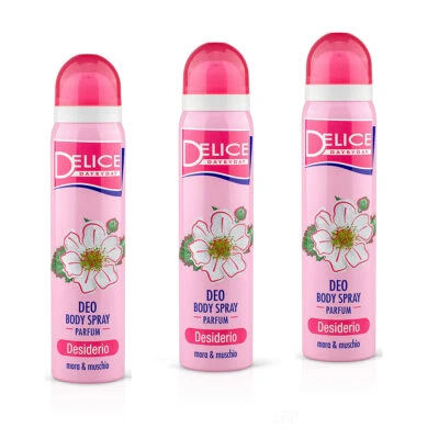 DELICE Body Spray Deo DESIDERIO Moschus und Brombeere 3x 100 ml
