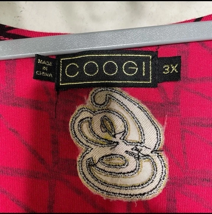 GOOGI MAXI VESTIDO GEOMÉTRICO ROSA Y NEGRO HOMBRO FRÍO MANGAS 3/4 TALLA 3X Foto 3 de 4