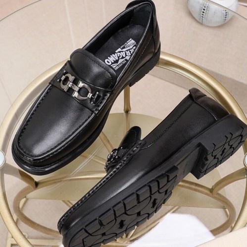 ItalianFerra-gamoshoes Leather Loafers Men's Casual Metal Buckle Dress Shoes - Picture 20 of 23