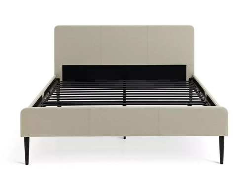 Home Kristopher Double Fabric Bed Frame - Cream | Cream Upholstered Bed Modern - Picture 4 of 8