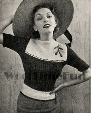 Knitting Pattern Vintage 1940s/50s Jumper With Sailor Motif/Short Sleeves. 