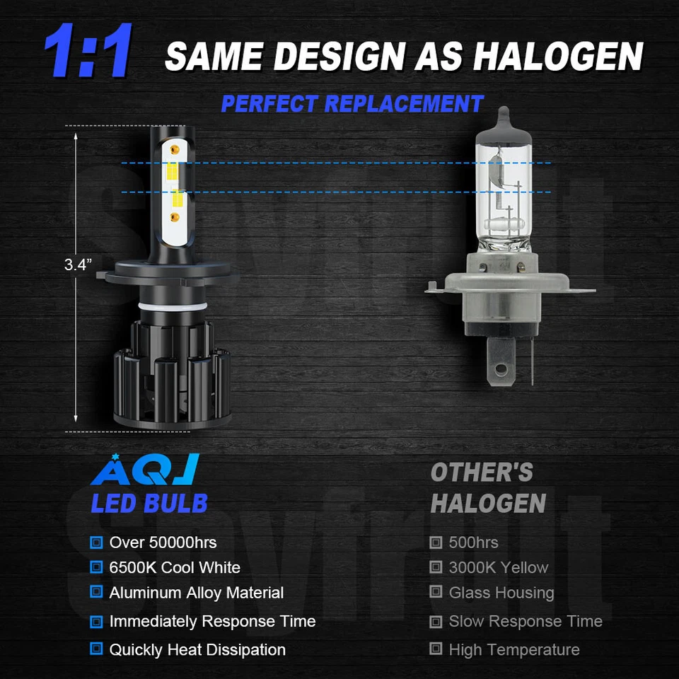 7Inch led GLASS Headlight Round, ORIGINAL CLASSIC LOOK conversion Chrome pair Foto 3 de 4