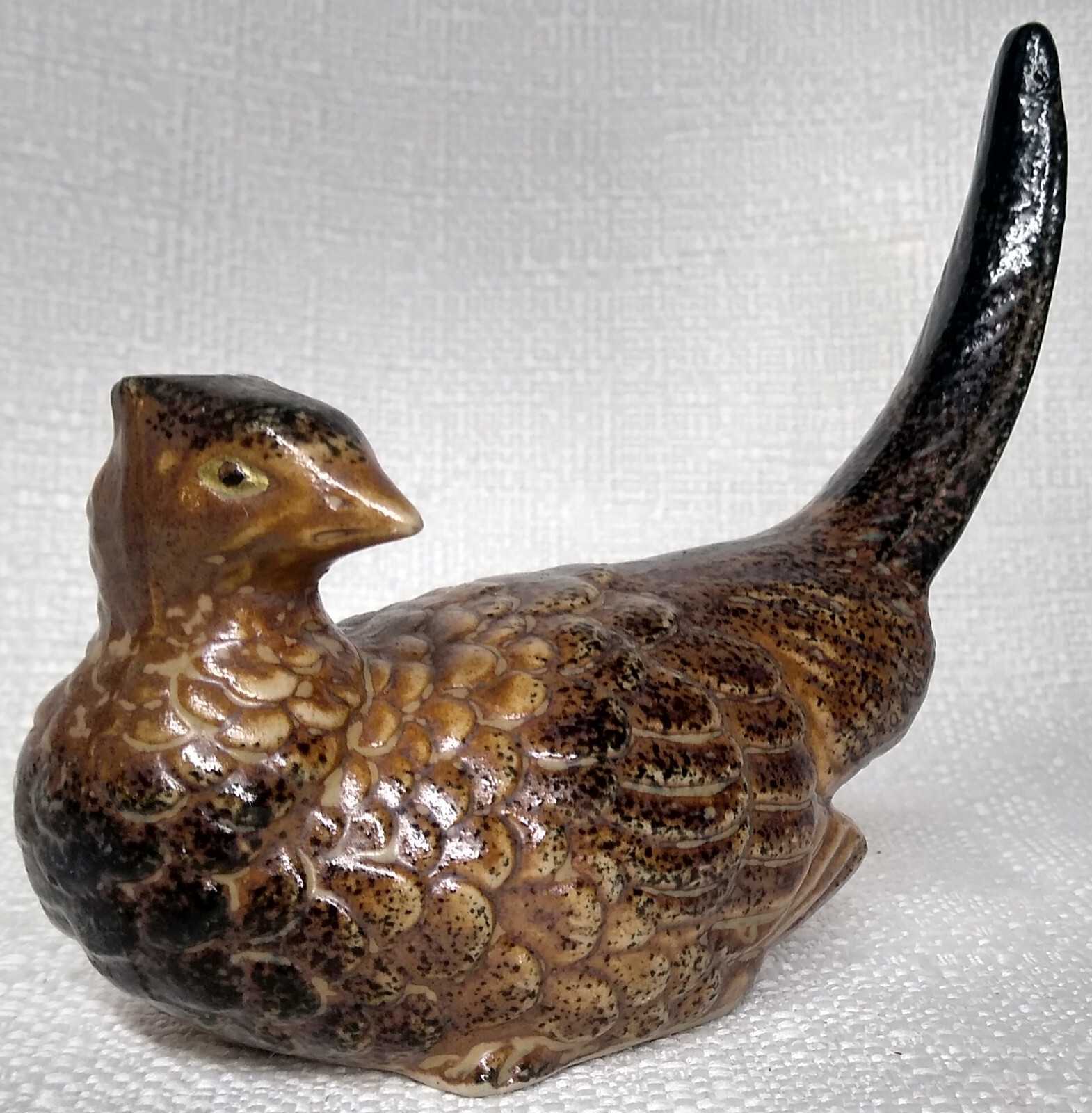 Vintage Brown Pheasant Bird Ceramic Figurine Shelf Decor 5"