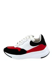 New Alexander McQueen Pelle Colorblock Trainer Sneaker White Red Black 40 / 10