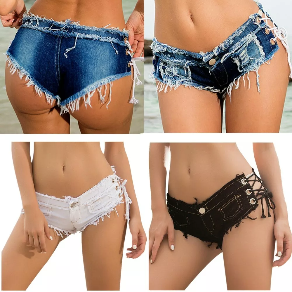 Womens Sexy Mini Denim Shorts Low Rise Cheeky Jeans Shorts Hot Pants :  : Clothing, Shoes & Accessories