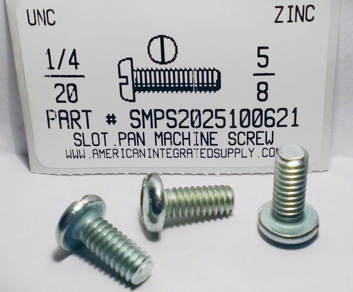 1/4-20x5/8 Pan Head Slotted Machine Screws Steel Zinc Plated (50)